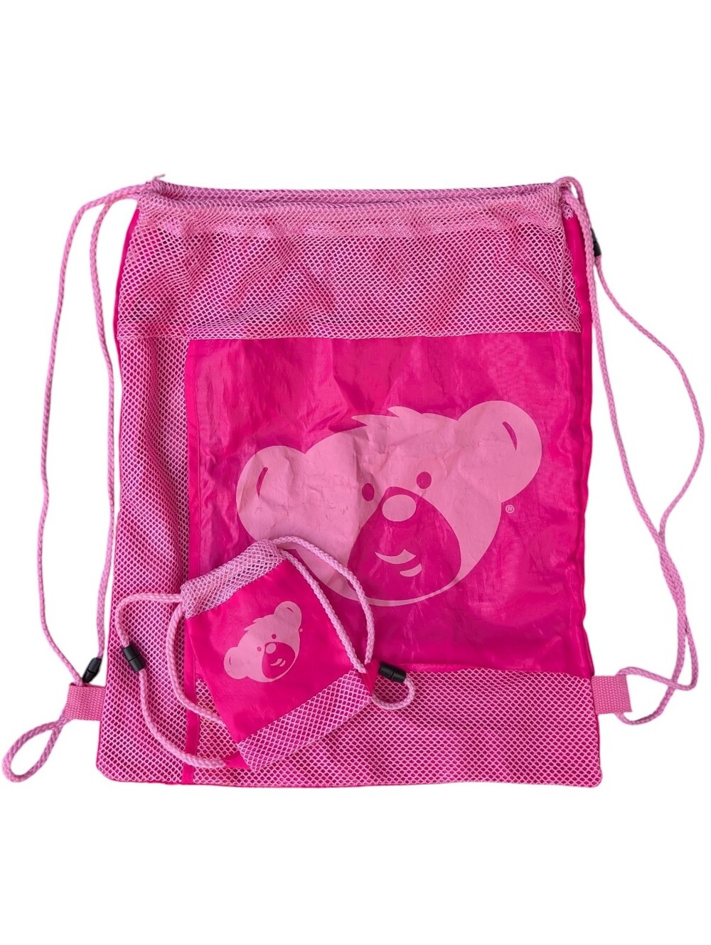 3 For $15 🩷 Pink Build-a-Bear Drawstring Bear Carry Bag & Mini Carry Bag Set